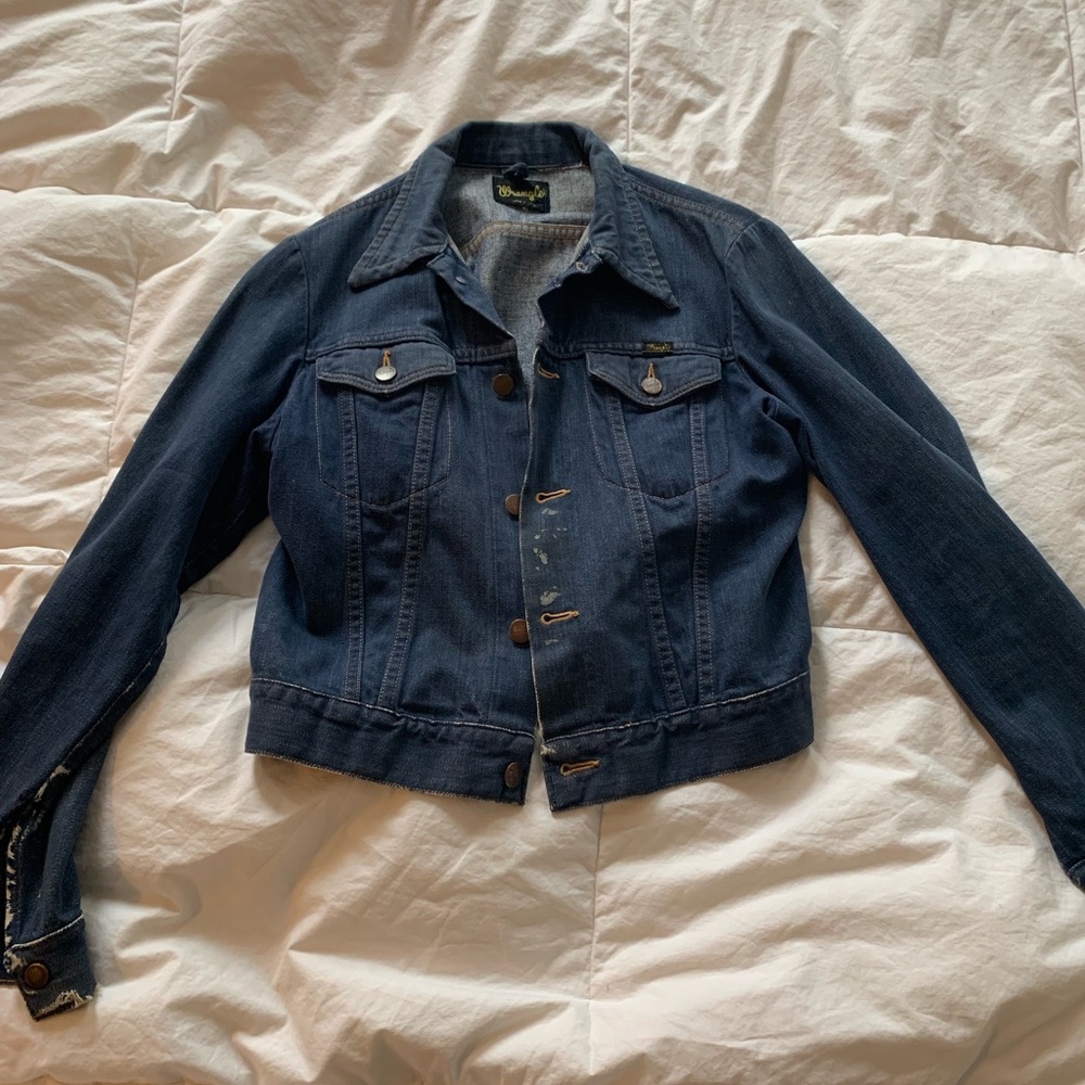 Vintage denim wrangler jacket patches S/M